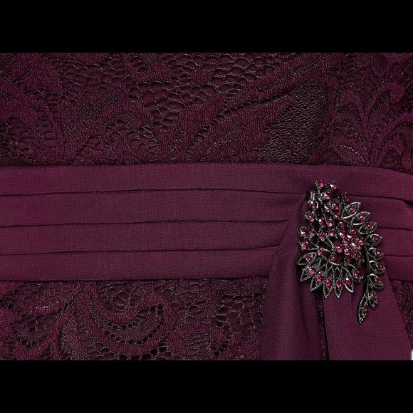 Jackie Jon Wine Lace Dress Sz 16 NWT - Picture 2 of 10